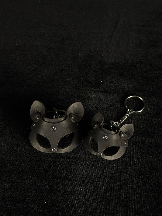 Cat Mask Leather Keychain - Handmade Leather | SoulBound 249