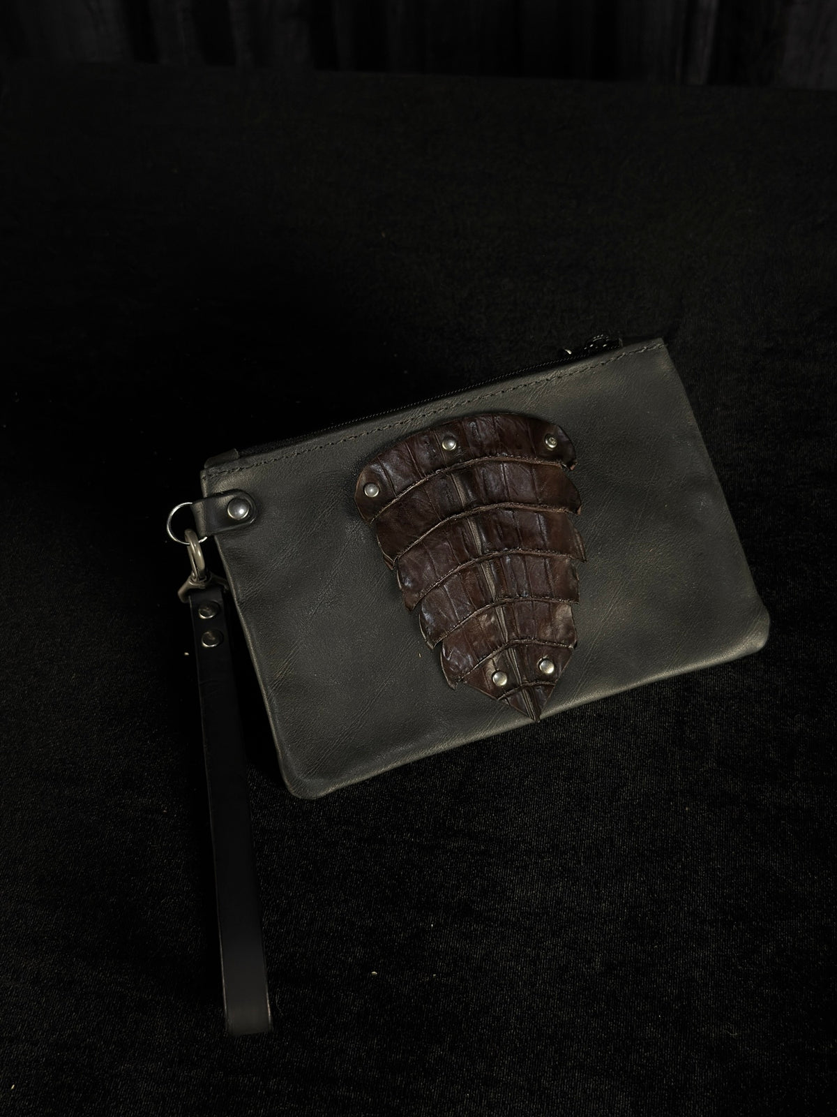 Whisper Leather Zipper Pouch - Crocodile Tail Pouch - SoulBound #254