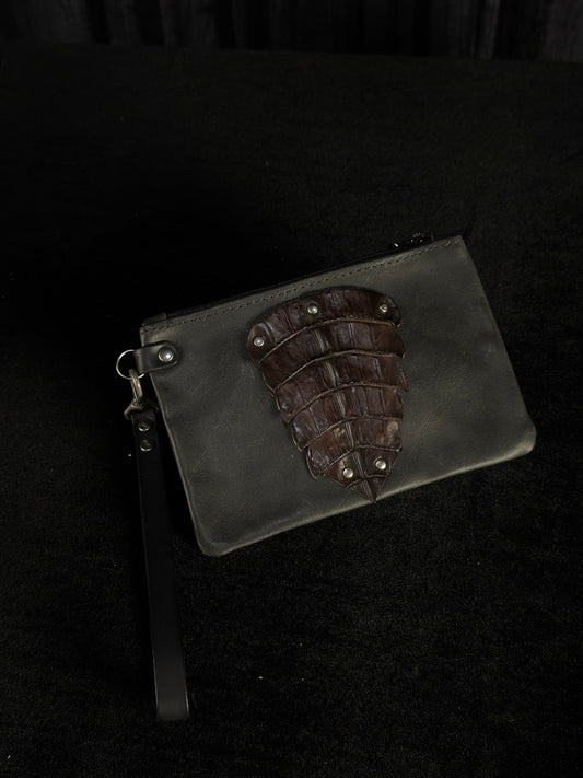 Whisper Leather Zipper Pouch - Crocodile Tail Pouch - SoulBound #254